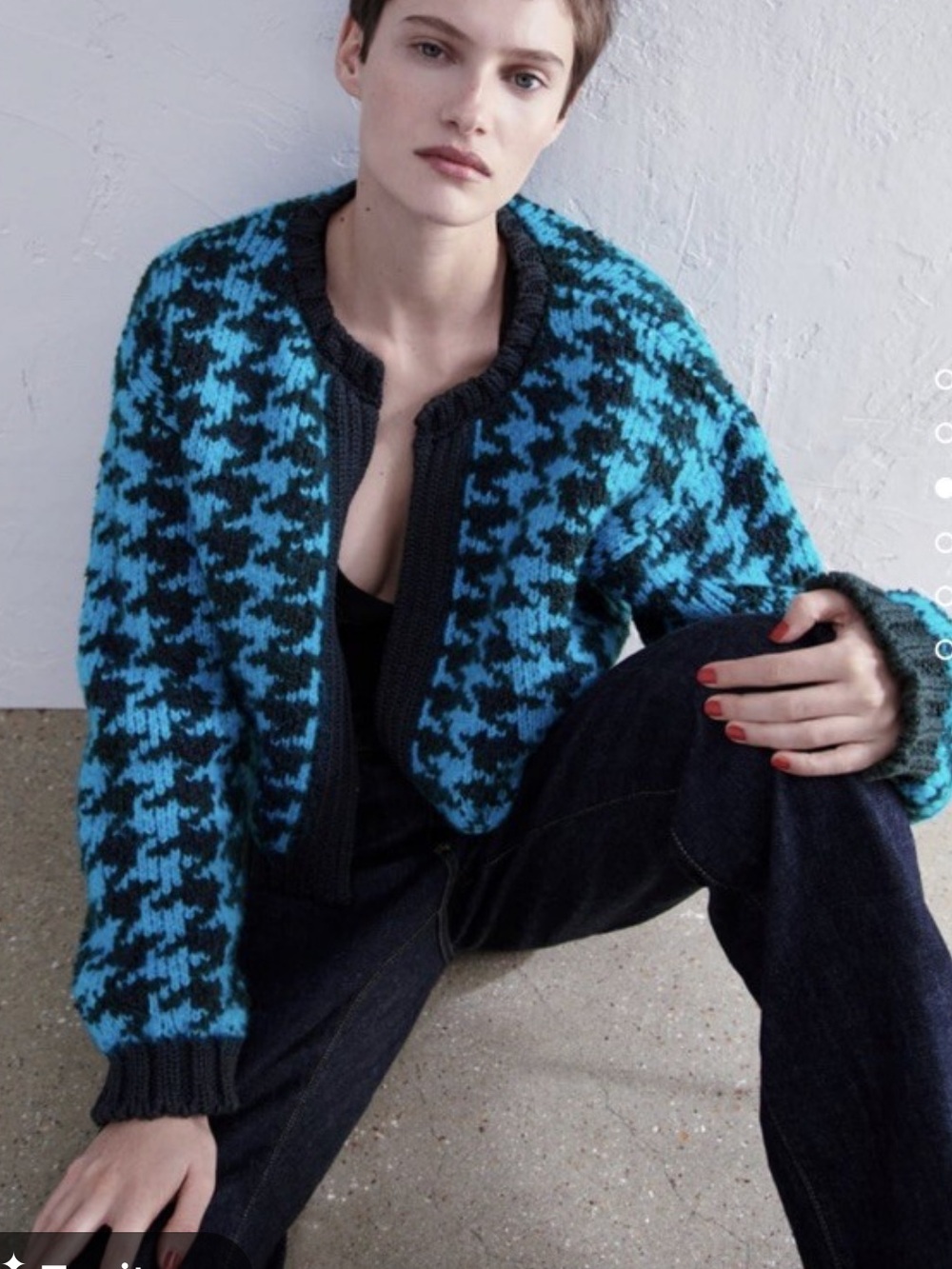 Zara Houndstooth Print Knit Cardigan Size S